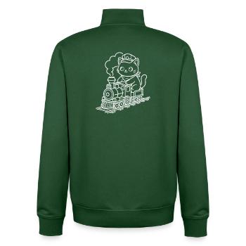 Zugliebhaber Kawaii Katze - Unisex Organic Zip Sweatshirt von Stanley/Stella - Flaschengrün - Hinten - AI Model Male 185 dark (185cm)