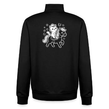Kawaii Katze auf Pferd - Unisex Organic Zip Sweatshirt von Stanley/Stella - Schwarz - Hinten - AI Model Male 185 light (185cm)