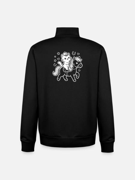 Kawaii Cat on Horse - Unisex Organic Zip Sweatshirt by Stanley/Stella - black