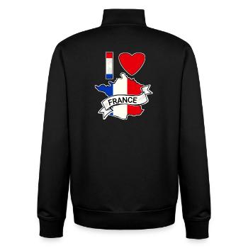 Frankreich - Flagge - Karte - Unisex Organic Zip Sweatshirt von Stanley/Stella - Schwarz - Hinten - AI Model Male 185 light (185cm)