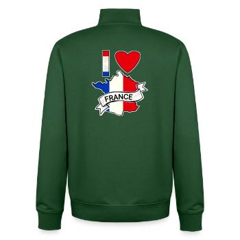 France - Flag - Map - Unisex Organic Zip Sweatshirt by Stanley/Stella - bottle green - Back - AI Model Male 185 dark (185cm)