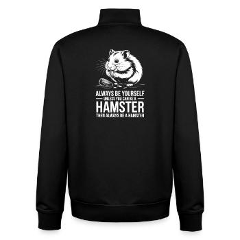 Hamster Sprüche Hamster Lustiges Hamster Geschenk  - Unisex Organic Zip Sweatshirt von Stanley/Stella - Schwarz - Hinten - AI Model Male 185 light (185cm)