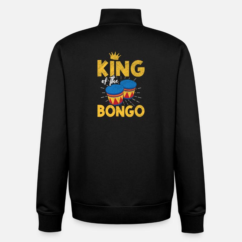 King Bongo Retro Percussion Conception - Sweat zippé unisexe en coton bio Stanley/Stella - noir