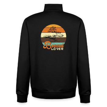Vintage Bonsai Lover Sunset Tree Design - Unisex Organic Zip Sweatshirt von Stanley/Stella - Schwarz - Hinten - AI Model Male 185 light (185cm)
