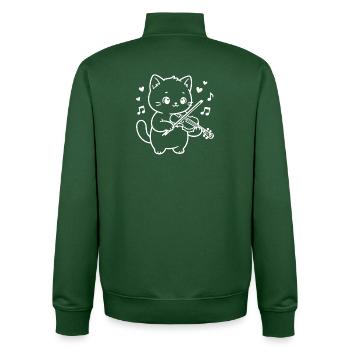 Kawaii cat plays violin - Unisex Organic Zip Sweatshirt by Stanley/Stella - bottle green - Back - AI Model Male 185 dark (185cm)