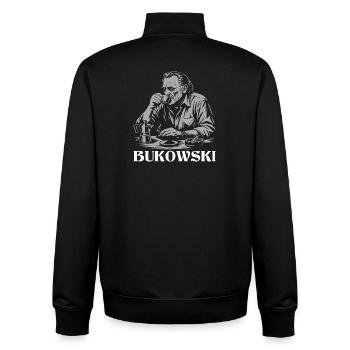 Charles Bukowski buvant un café au café - Sweat zippé unisexe en coton bio Stanley/Stella - noir - Dos - AI Model Male 185 light (185cm)
