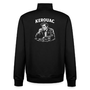 Jack Kerouac drinking Espresso at the cafe - Unisex Organic Zip Sweatshirt by Stanley/Stella - black - Back - AI Model Male 185 light (185cm)