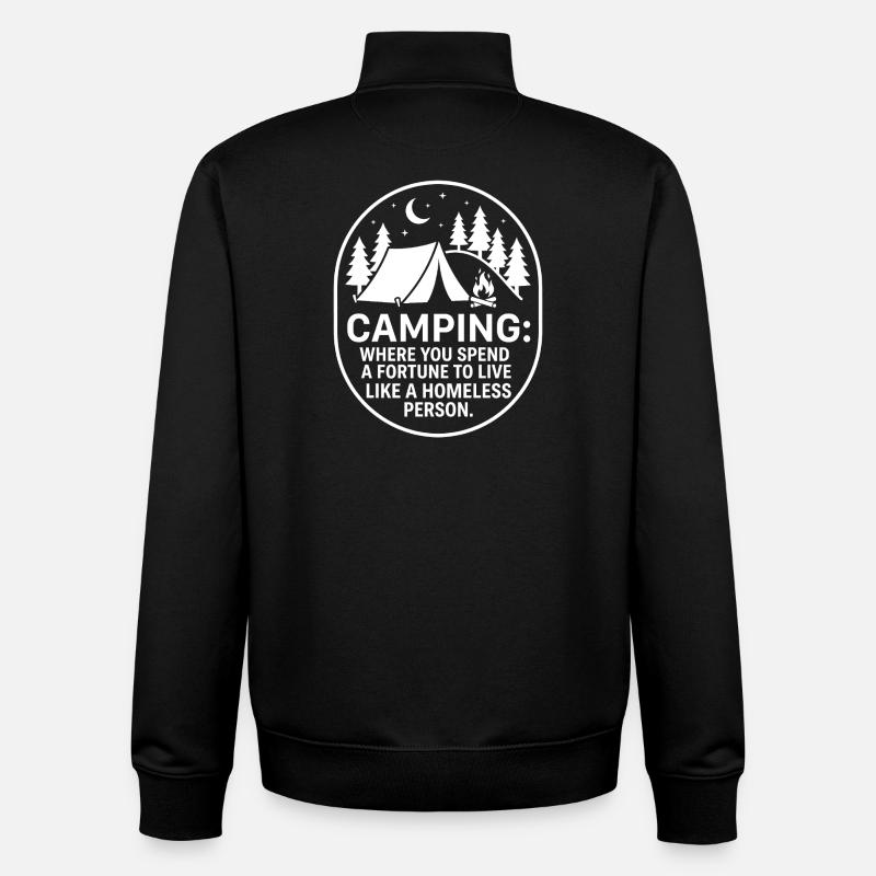 Camping Humor: Campfire Silhouette - Unisex Organic Zip Sweatshirt by Stanley/Stella - black