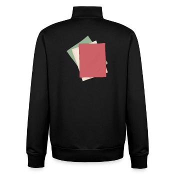 Pile de papier pastel - Sweat zippé unisexe en coton bio Stanley/Stella - noir - Dos - AI Model Male 185 light (185cm)