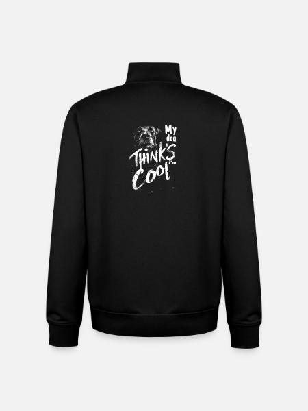My dog thinks I'm cool - Unisex Organic Zip Sweatshirt by Stanley/Stella - black