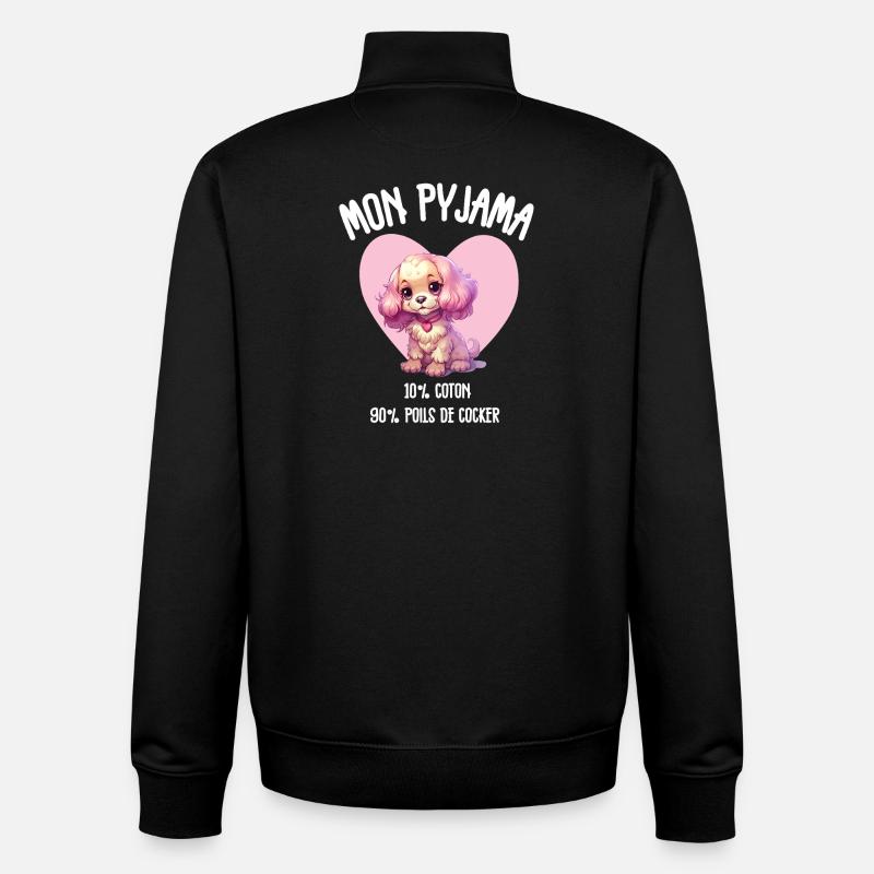 Pyjama Chien Cocker Drôle - Sweat zippé unisexe en coton bio Stanley/Stella - noir