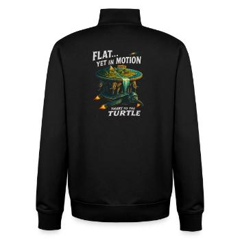 Flat Yet In Motion Thanks To The Turtle Fantasy  - Unisex Organic Zip Sweatshirt by Stanley/Stella - black - Back - AI Model Male 185 light (185cm)