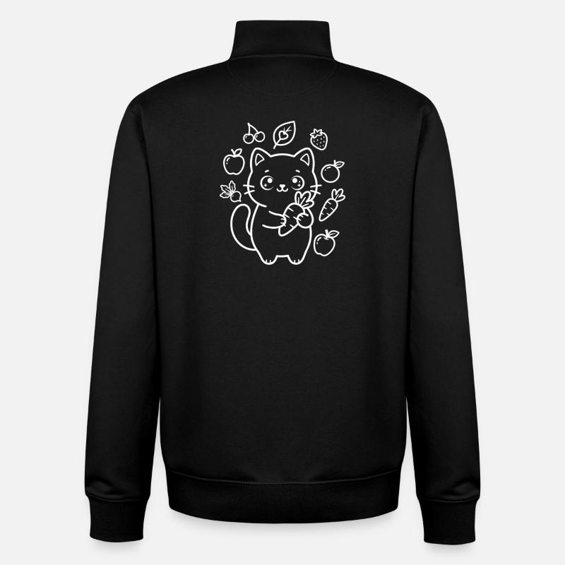 Fruit and Vegetable Kawaii Cat - Unisex Organic Zip Sweatshirt by Stanley/Stella - black