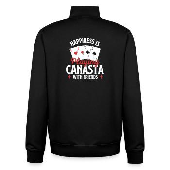 Glück beim Canasta mit Freunden spielen - Unisex Organic Zip Sweatshirt von Stanley/Stella - Schwarz - Hinten - AI Model Male 185 light (185cm)