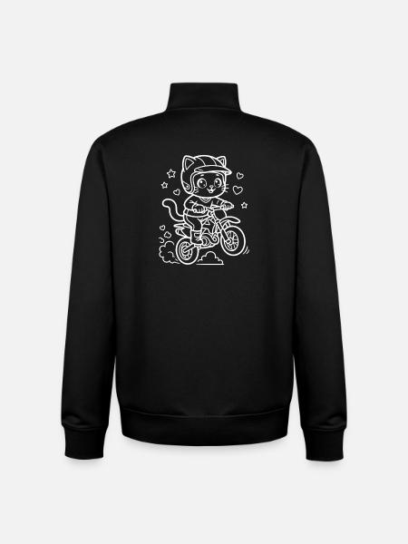 Motocross Kawaii Cat - Unisex Organic Zip Sweatshirt by Stanley/Stella - black