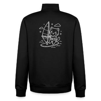 Kawaii Katze Windsurfen - Unisex Organic Zip Sweatshirt von Stanley/Stella - Schwarz - Hinten - AI Model Male 185 light (185cm)