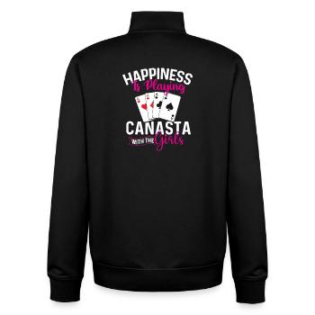Glück beim Canasta-Spielen mit den Mädchen - Unisex Organic Zip Sweatshirt von Stanley/Stella - Schwarz - Hinten - AI Model Male 185 light (185cm)