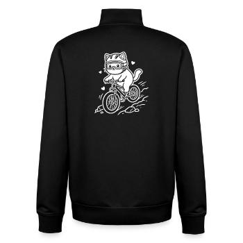Kawaii Katze Radfahren - Unisex Organic Zip Sweatshirt von Stanley/Stella - Schwarz - Hinten - AI Model Male 185 light (185cm)