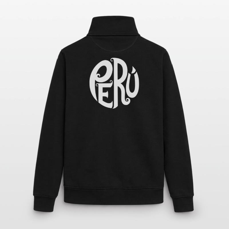 Pérou - Typographie ornée Sweat zippé unisexe en coton bio Stanley/Stella