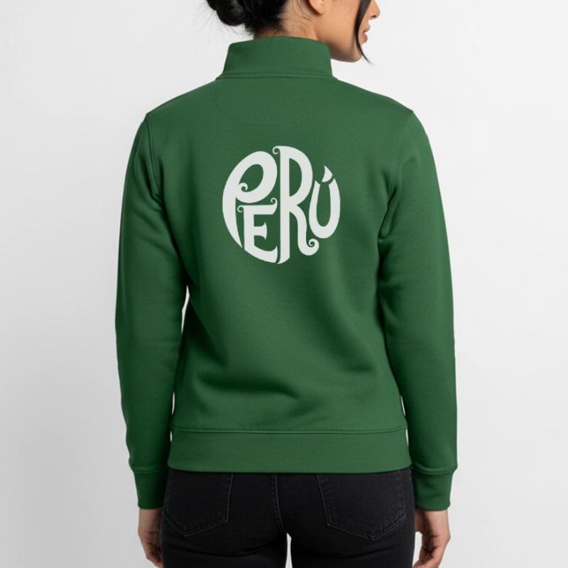 Pérou - Typographie ornée Sweat zippé unisexe en coton bio Stanley/Stella