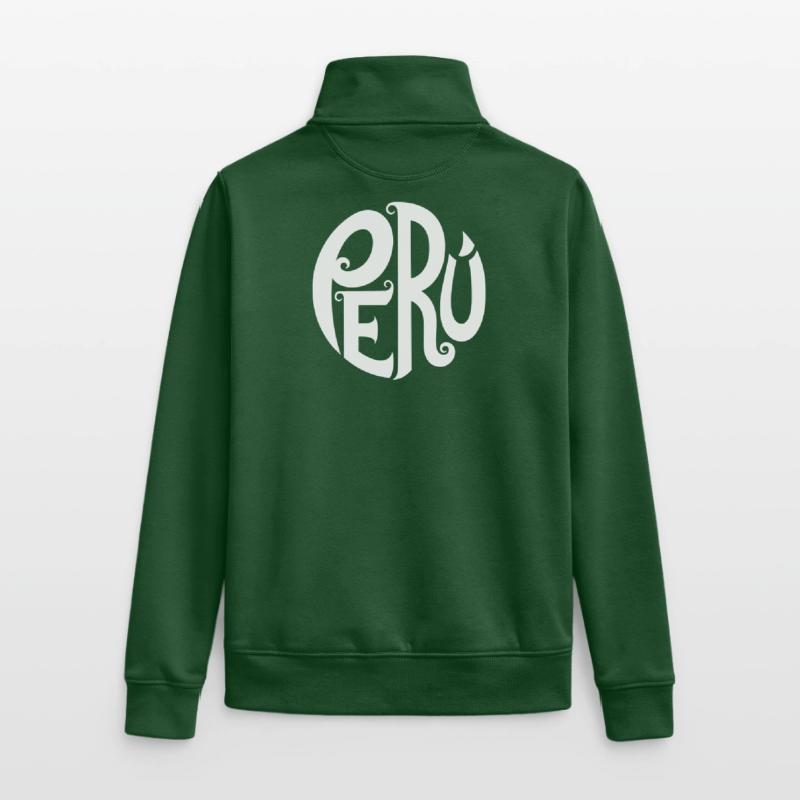 Peru - Ornate Typography Unisex Organic Zip Sweatshirt by Stanley/Stella