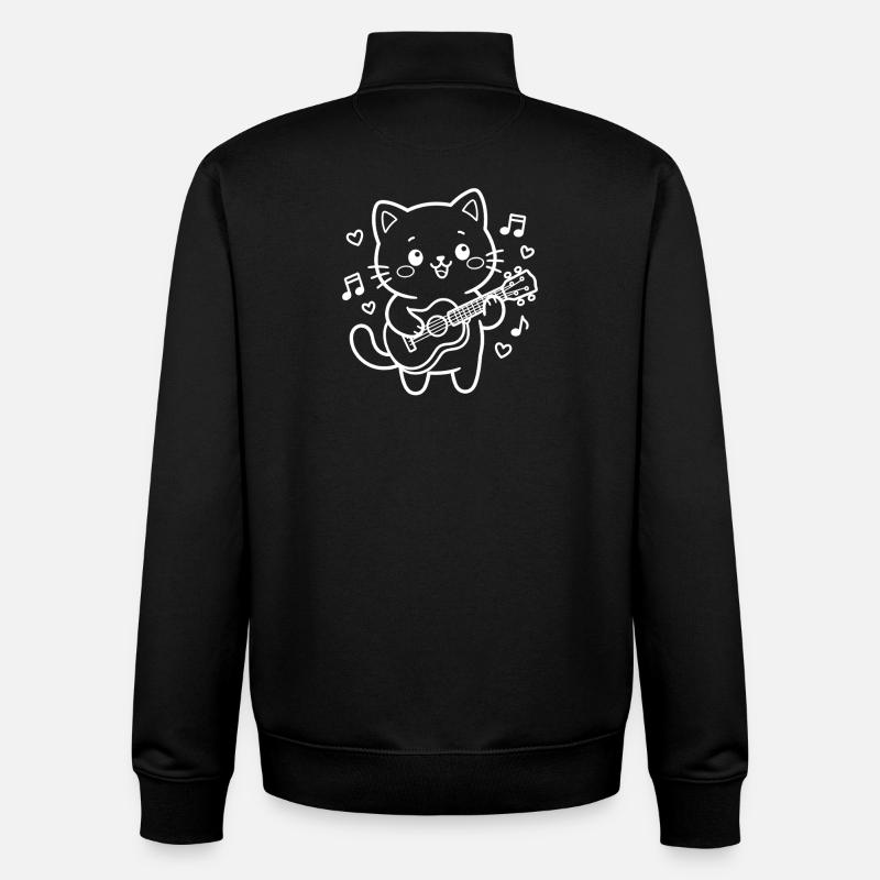 Kawaii Katze Ukulele - Unisex Organic Zip Sweatshirt von Stanley/Stella - Schwarz