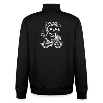 Kawaii Katze Radfahren - Unisex Organic Zip Sweatshirt von Stanley/Stella - Schwarz - Hinten - AI Model Male 185 light (185cm)