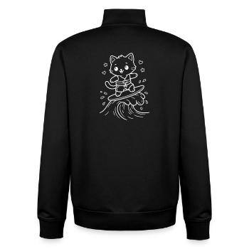 Kawaii Katze Surfen - Unisex Organic Zip Sweatshirt von Stanley/Stella - Schwarz - Hinten - AI Model Male 185 light (185cm)