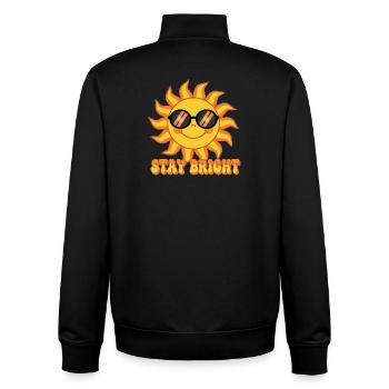 Reste lumineux Design rétro Groovy Smiling Sun - Sweat zippé unisexe en coton bio Stanley/Stella - noir - Dos - AI Model Male 185 light (185cm)