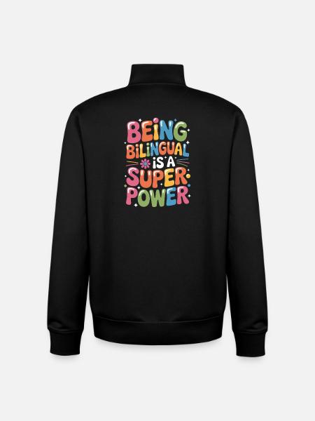 Fremdsprache Sprüche Lustige Fremdsprache Geschenk - Unisex Organic Zip Sweatshirt von Stanley/Stella - Schwarz