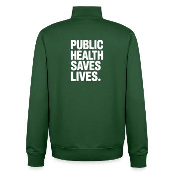 Public Health Saves Lives - Unisex Organic Zip Sweatshirt by Stanley/Stella - bottle green - Back - AI Model Male 185 dark (185cm)