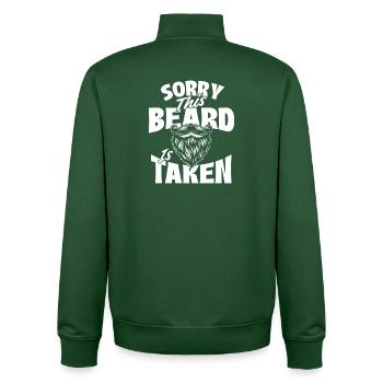Désolé que cette barbe soit prise, le barbu. - Sweat zippé unisexe en coton bio Stanley/Stella - vert bouteille - Dos - AI Model Male 185 dark (185cm)