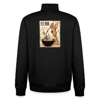 Rabbit Ramen Japanese Vintage Style - Unisex Organic Zip Sweatshirt by Stanley/Stella - black - Back - AI Model Male 185 light (185cm)