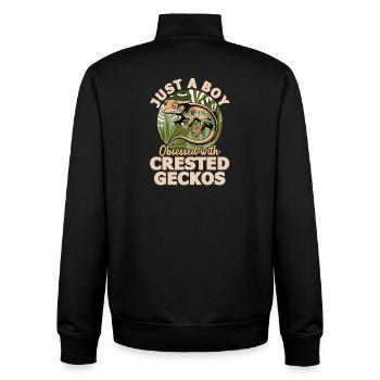 Funny Reptile Crested Gecko - Unisex Organic Zip Sweatshirt von Stanley/Stella - Schwarz - Hinten - AI Model Male 185 light (185cm)