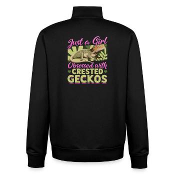 Funny Reptile Crested Gecko - Unisex Organic Zip Sweatshirt von Stanley/Stella - Schwarz - Hinten - AI Model Male 185 light (185cm)