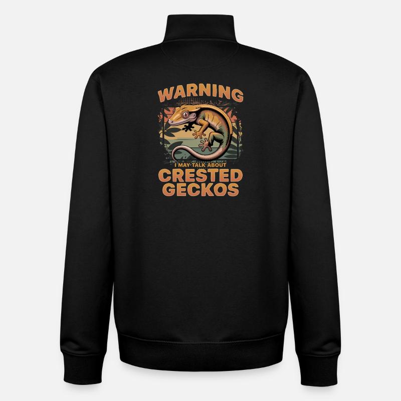 Gecko à crête reptile drôle - Sweat zippé unisexe en coton bio Stanley/Stella - noir
