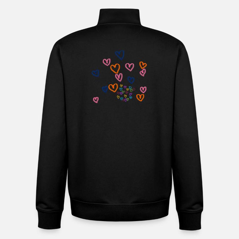 Bunte Herzenreihe Muster - Unisex Organic Zip Sweatshirt von Stanley/Stella - Schwarz