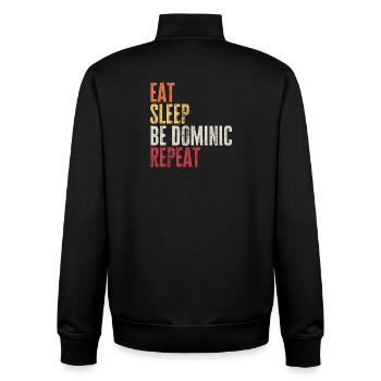 Eat Sleep Be Dominic Repeat Retro Name - Unisex Organic Zip Sweatshirt by Stanley/Stella - black - Back - AI Model Male 185 light (185cm)