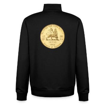 Lion de Judah Selassie I Jah Rastafari Rasta Racines - Sweat zippé unisexe en coton bio Stanley/Stella - noir - Dos - AI Model Male 185 light (185cm)