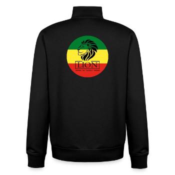 Lion de Judah Haile Selassie I Jah Rastafari Rasta - Sweat zippé unisexe en coton bio Stanley/Stella - noir - Dos - AI Model Male 185 light (185cm)