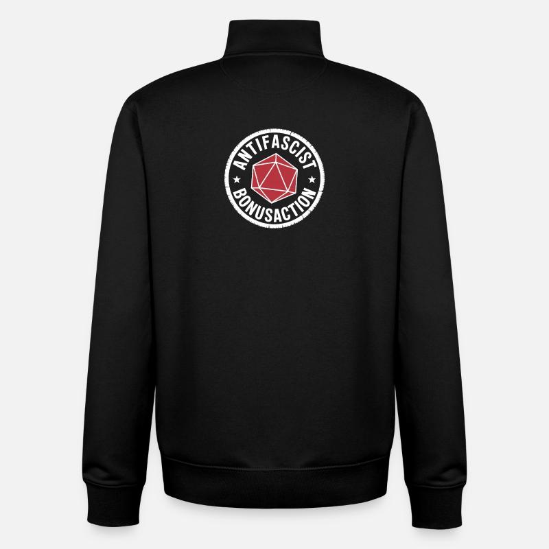 Antifascist Bonusaction - D'n'D Antifa Tee - Unisex Organic Zip Sweatshirt by Stanley/Stella - black