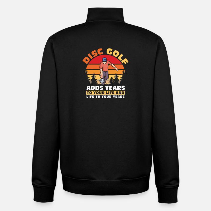 Cadeaux de disc golf Disc Golf - Sweat zippé unisexe en coton bio Stanley/Stella - noir