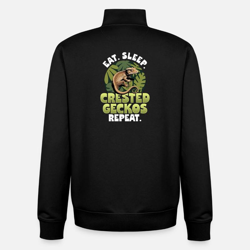Gecko à crête reptile drôle - Sweat zippé unisexe en coton bio Stanley/Stella - noir