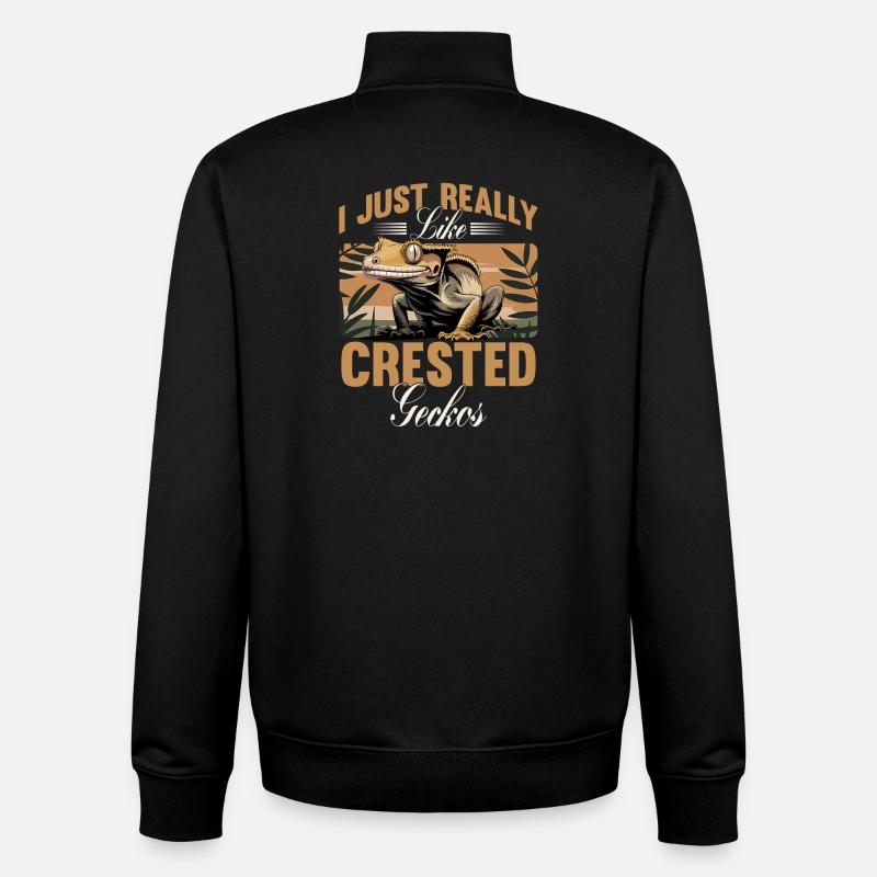 Funny Reptile Crested Gecko - Unisex Organic Zip Sweatshirt von Stanley/Stella - Schwarz