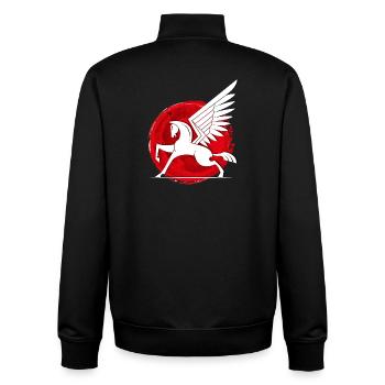Pegasus im Roten Kreis Pferd schimmel reiten Sage - Unisex Organic Zip Sweatshirt von Stanley/Stella - Schwarz - Hinten - AI Model Male 185 light (185cm)