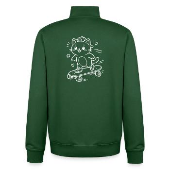 Skateboarding Kawaii Katze - Unisex Organic Zip Sweatshirt von Stanley/Stella - Flaschengrün - Hinten - AI Model Male 185 dark (185cm)