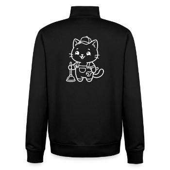 Klempner Kawaii Katze - Unisex Organic Zip Sweatshirt von Stanley/Stella - Schwarz - Hinten - AI Model Male 185 light (185cm)