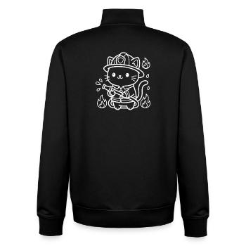 Feuerwehrmann Kawaii Katze - Unisex Organic Zip Sweatshirt von Stanley/Stella - Schwarz - Hinten - AI Model Male 185 light (185cm)