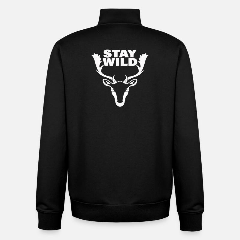 Restez sauvage - Sweat zippé unisexe en coton bio Stanley/Stella - noir