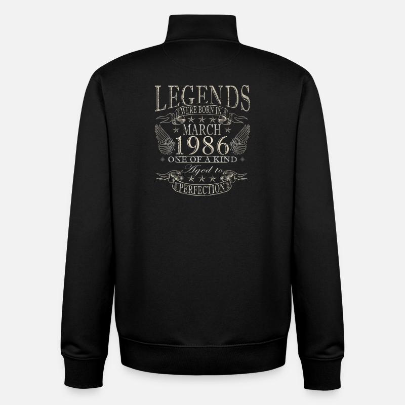 40e anniversaire mars 1986 - Sweat zippé unisexe en coton bio Stanley/Stella - noir
